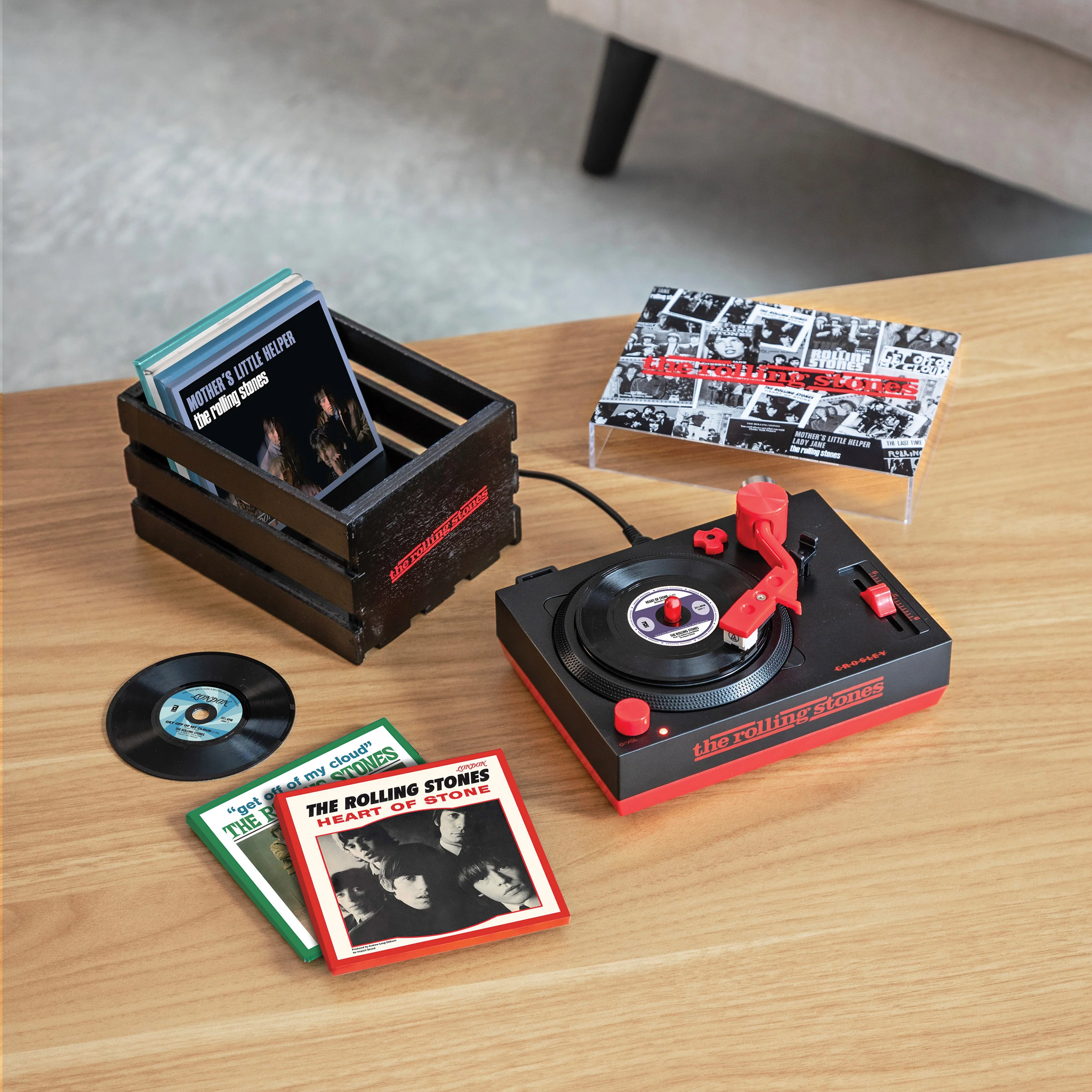The Rolling Stones - Crosley 3" Mini Bluetooth Turntable w/ Crate and Records [RSD 2026]