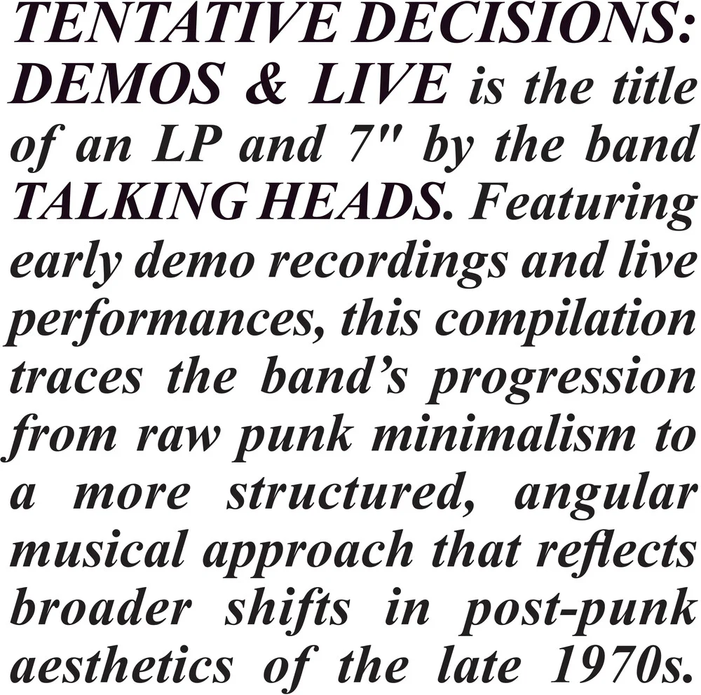 Talking Heads - Tentative Decisions: Demos & Live (Wsv) [LP]